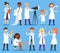 Scientist vector professional people character chemist or doctor researching medical experiment in scientific laboratory