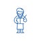 Scientist writing  line icon concept. Scientist writing  flat  vector symbol, sign, outline illustration.