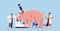 scientists doing experiments in lab with animals veterinary workers with experimental pig biological genetic engineering