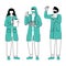 Scientists in lab coats flat contour vector illustration