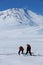 Scientists studying Mount Erebus, Antarctica