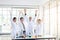 Scientists team raise up your hand,Group of people teamwork in laboratory,Successful and reserch working