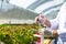 Scientists test the solution, Chemical inspection, Check freshness  at organic, hydroponic farm