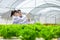 Scientists test the solution, Chemical inspection, Check freshness  at organic, hydroponic farm