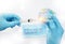 Scientists transparent medical gloves using syring Prepare a trial drug for the vaccine against Covid-19. Scientific and medical