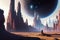 scifi spacescape towm ceres colony illustration