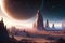 scifi spacescape towm ceres colony illustration