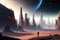 scifi spacescape towm ceres colony illustration