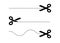 Scissor cut line icon. Black scissor border paper background cutout line coupon