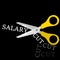 Scissor Cutting the word Salary cut.