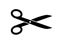 Scissor icon. Silhouette black scissors isolated on white background. Symbol barber. Simple open scissor for design of hairdresser