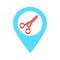 Scissor location map pin pointer icon. Element of map point for mobile concept and web apps. Icon for website design and app devel