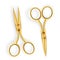 Scissor Vector. 3D Realistic Scissor Icon. Grand Opening Ceremony Gold Cutter Equipment. For Cutting Ribbon