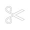 Scissors black line icon. Scissors symbol vector illustration isolated on white