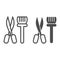 Scissors and brush for hair dyeing line and solid icon, spa salon concept, Hair stylist brush with scissors sign on
