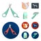 Scissors, cat, bandage, wounded .Vet Clinic set collection icons in cartoon,flat style vector symbol stock illustration
