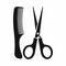 Scissors and comb icon, simple style