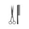 Scissors and comb icon. Vector illustartion, flat design.