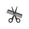 Scissors and comb icon. Vector illustartion, flat design.