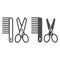Scissors and comb line and glyph icon. Barber vector illustration isolated on white. Grooming outline style design