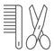 Scissors and comb thin line icon. Barber vector illustration isolated on white. Grooming outline style design, designed