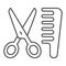 Scissors and comb thin line icon. Hair salon vector illustration isolated on white. Haircut outline style design