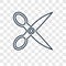 Scissors concept vector linear icon isolated on transparent back