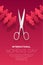 Scissors cut Paper chain women shape, International Women`s Day concept layout poster template design illustration isolated on