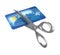 Scissors cutting credit card