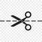 Scissors cutting line vector icon