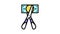 scissors cutting money banknote color icon animation