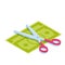 Scissors cutting money. Divide money, share profits or Sale concept Discounts symbol. Cost reduction or cut price.