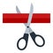 Scissors Cutting Red Ribbon Flat Icon