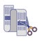 Scissors cutting shopping bill symbols blue lines