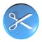 Scissors icon blue push button - 3D rendering illustration