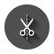 Scissors icon with cut line. Scissor vector illustration