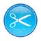 Scissors icon floral blue round button