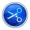 Scissors icon futuristic blue round button vector illustration