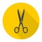 Scissors icon with long shadow