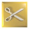 Scissors icon yellow - orange push button - 3D rendering illustration