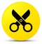 Scissors icon yellow round button