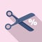 Scissors price cut icon, flat style