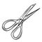 Scissors sewing element. Vector bw illustration on the theme of sewing.