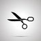 Scissors sign, simple black icon with shadow