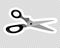 Scissors sticker icon. Vector object flat style. The element on a stand-transparent checkered background.