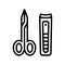 scissors and tweezers line icon vector illustration