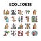 Scoliosis Disease Collection Icons Set Vector