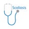 Scoliosis word and stethoscope icon