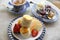 Scones with jam and tea english baked, Dessert