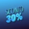 sconto 30%, italian words for 50 percent off, blue letters on blue background, 3d rendering